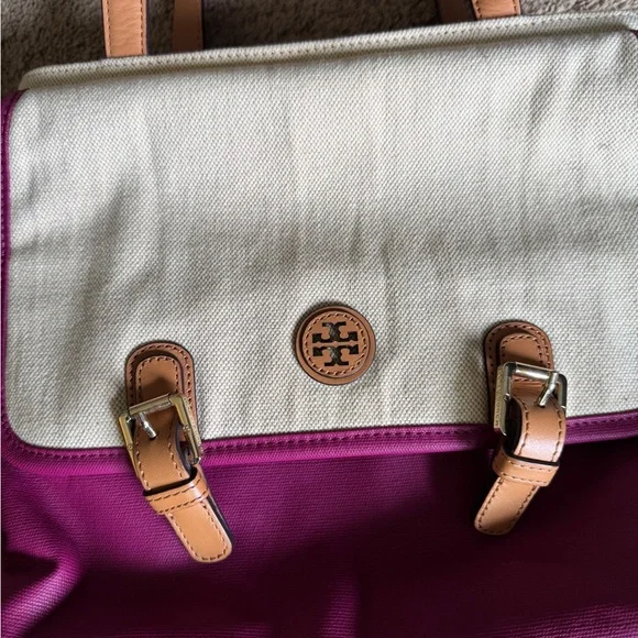 Authentic Tory Burch Fushia and Cream Pierson Mini Tote with Gold Hardware - Picture 2 of 11
